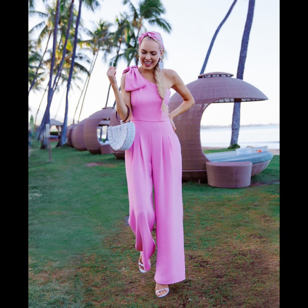 Gal Meets Glam Sylvia Pink Jumpsuit NWT